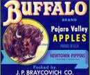 Buffalo Brand Apples Label - Watsonville, California