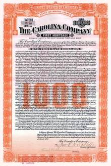 Carolina Company 1922 Gold bond - Rhode Island ( Carolina Mills )