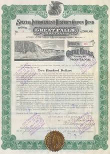 City of Great Falls Special Improvement District Coupon Bond 1914