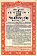 City of Jersey City Water Gold Bond 1911 - Signed by Mayor