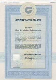Citizen Watch Certificate in German