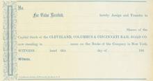 Cleveland, Columbus, and Cincinnati Railroad Company 1860's