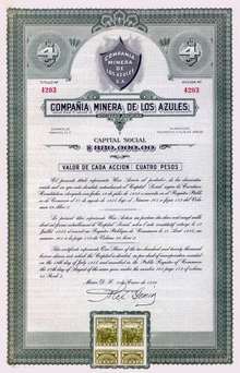 Compania Minera de Los Azules 1936