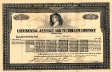 Continental Asphalt and Petroleum Company 1921 signed by Houston Benge Tehee