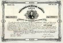Confederate State of America Loan 1861 vignette of Thomas Bragg