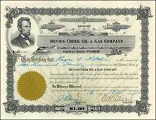 Devils Creek Oil & Gas Company 1917 - Abe Lincoln Vignette