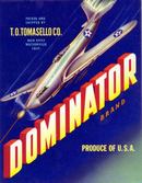 Dominator Crate Label - Spitfire WW II Airplane Image