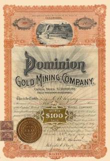 Dominion Gold Mining Company 1901 - Hydraulic Mining Vignette