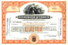 Dominion Stores (Lion + Bi Plane Vignette) Stock Certificate 1929