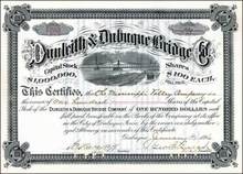 Dunleith & Dubuque Bridge Company 1890's signed by Stuyvesant Fish