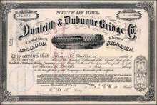 Dunleith & Dubuque Bridge Company 1873 - Train on Bridge Vignette