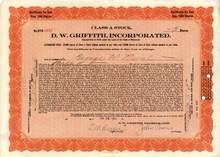 D.W. Griffith, Incorporated 1921 - Famous Hollywood Director / Producer