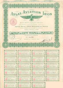 Early French Aviation Stock Certificate 1918