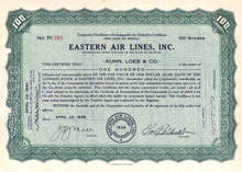 Eastern Air Lines First Stock Certificate 1939 - Eddie Rickenbacker as President