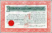 Edison Phonograph Owner's Certificate 1910
