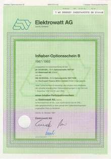 Elektrowatt AG Certificate - (Swiss Company now owned by Seimens)
