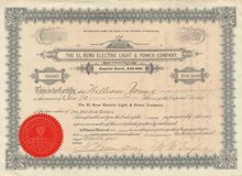 El Reno Electric Light & Power Company - Territory of Oklahoma 1894