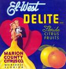 El - West Delite Florida Citrus Label