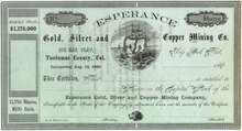 Esperance Gold, Silver, and Copper Mining Company - Tuolumne, California