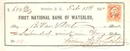 First National Bank of Waterloo Check - New York - 1865 - Issued during Civil War and Reconstruction Era
