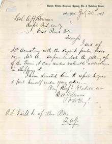 General Quincy A. Gilmore Letter 1861 to Col. Bowman at West Point