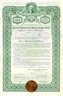 Great Falls, Montana - Special Improvement Bond 1913