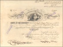 Franklin Fire Insurance Company signed by Henry Carey (Famous Economist) 1835