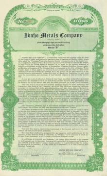 Idaho Metals Company Gold Bond - 1926