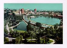 Jumbo Postcard from MacArthur Park and Wilshire Boulevard, Los Angeles, California
