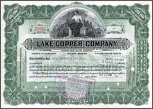 Lake Copper Company signed William Paine (Paine Webber founder) 1920's