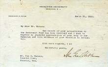 Letter signed by the President of Princeton University
