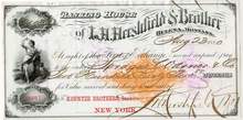 L. H. Hershfield and Brother Banking House Check 1881 - Imprinted revenue stamp