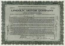 Lincoln Motor Company signed by Henry Leland and Nash 1920