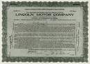 Lincoln Motor Company signed by Henry Leland and Nash 1920