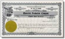 Maverick Production Company Stock Certificate