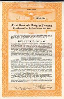 Miami Bond and Mortgage Company 1926 - Gold Bond