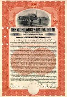 Michigan Central Railroad Company 1909 - Secured by Grand River Valley Railroad