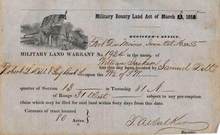Military Land Warrant 1855 - Fort Des Moines, Iowa
