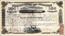 Mississippi and Missouri Railroad Company 1863 - Issued during Civil War