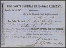 Mississippi Central Rail-Road Company 1863 - Confederate Railroad
