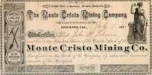 Monte Cristo Mining Company 1875 Sierra County, California