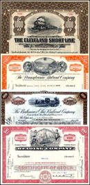 Monopoly Railroad Set - 4 Certificates from the Monopoly Game