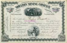 Moulton Mining Company signed by Senator Clark - Territory of Utah 1880's