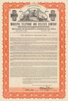 Municipal Telephone and Utilities Company 1930 - 6% Convertible Gold bond