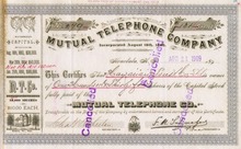 Mutual Telephone Company of Honolulu, Hawaii 1909 - Issued