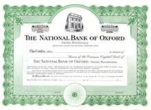 National Bank of Oxford Stock Certificate