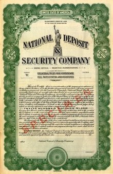 National Deposit & Security Company - 1930's Washington -Statue of Liberty Vignette