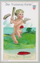 The National Game Postcard - 1910 - Cherub playing baseball