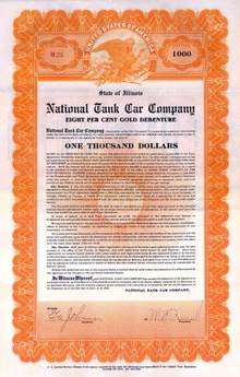 National Tank Car Company 1922 - $1,000 Gold Debenture - Illinois