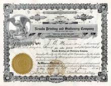 Nevada Printing and Stationery Company 1907-Reno, Nevada